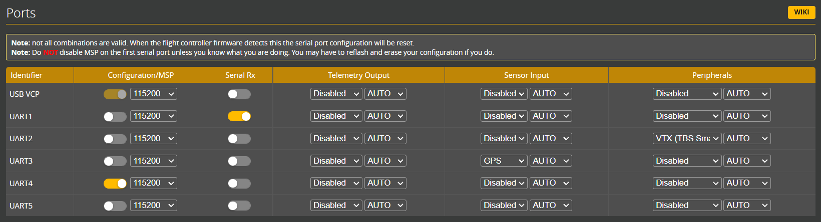 Ports tab